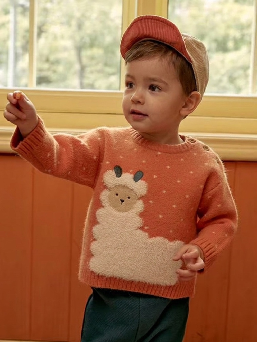 Agabang Dear Baby Tori Alpaca Knit Sweater Camel Orange Novelty